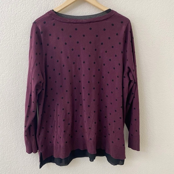 Lane Bryant Sweater Size 22/24 or 3X Dark Plum Purple Polka Dot - Picture 3 of 4